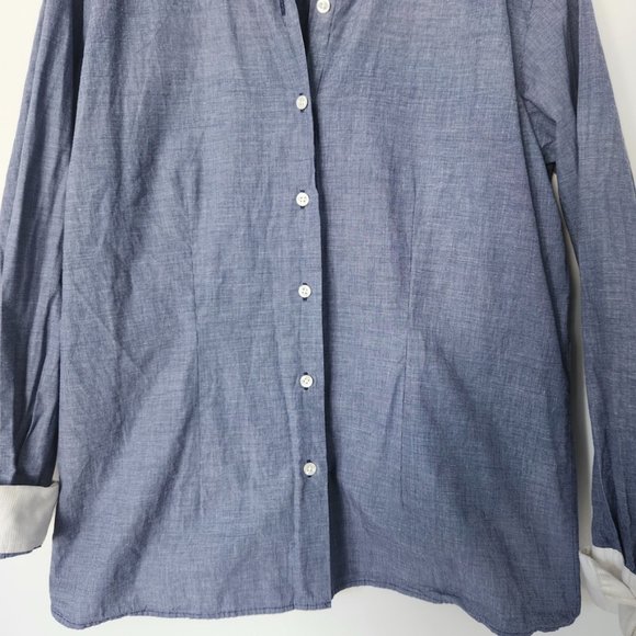 Y2K Pendleton Blue & White Waffle‎ Weave Button Down Shirt Women's Size 12 - Picture 8 of 13